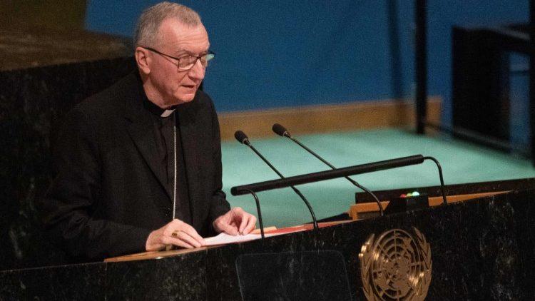El Secretario de Estado vaticano Parolin se dirige a la ONU