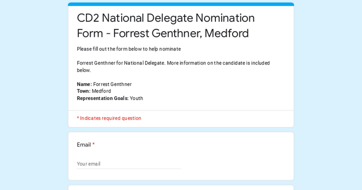 Cd National Delegate Nomination Form Forrest Genthner Medford