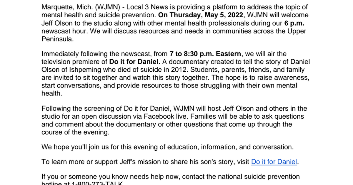WJMN Local 3 News Presents Do it for Daniel Media Release.pdf