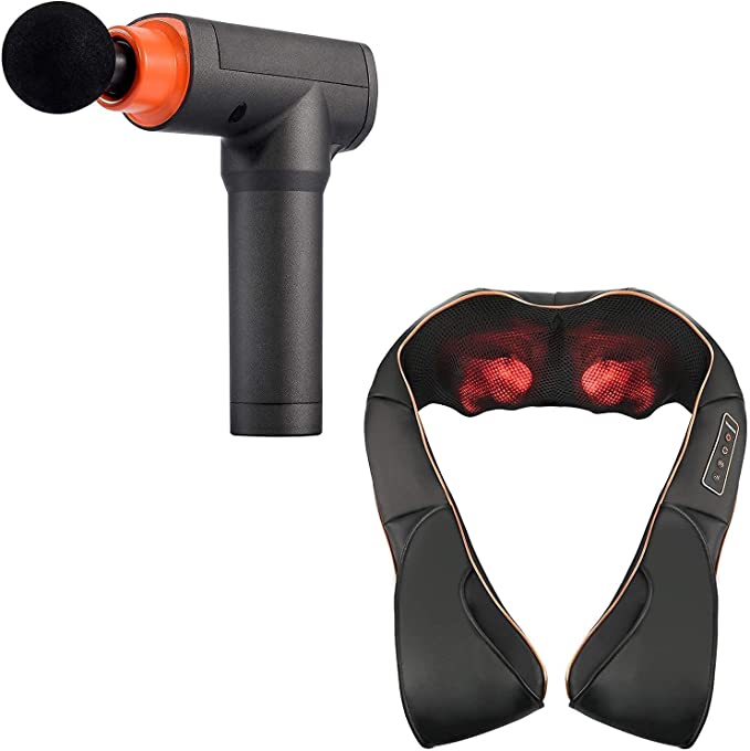 Muscle Massage Gun Deep Tissue Percussion Massager, Cordless Handheld Body Massager for Athletes Muscle Relaxation - Shiatsu Back Neck and Shoulder Massager with Heat