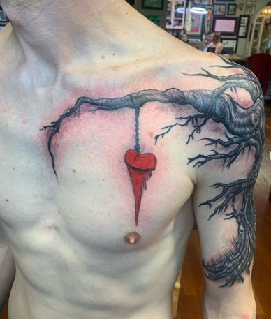 Heart Hanging Tree Tattoo