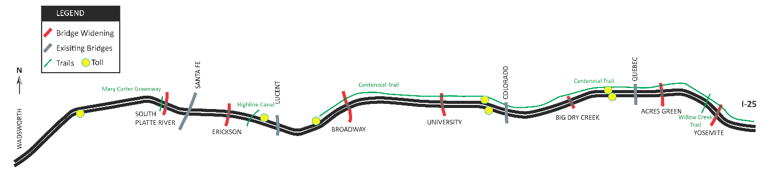 Map showing where bridge construction will take place