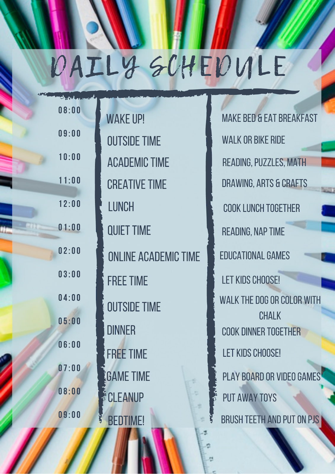 55 Things You Can Do To Keep Your Kids Entertained at Home: Daily Schedule 