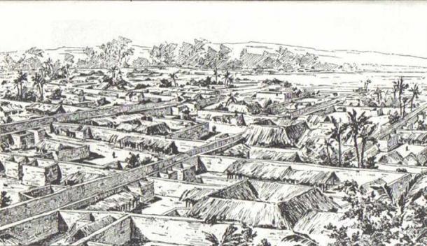 The Walls of Benin in a drawing from the 19th century. (Nigerian Embassy)