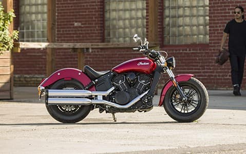 Indian Scout 60 parked at industrial building for photo