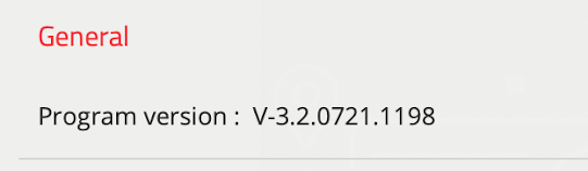 Second image: General, Program version: V-3.2.0721.1198