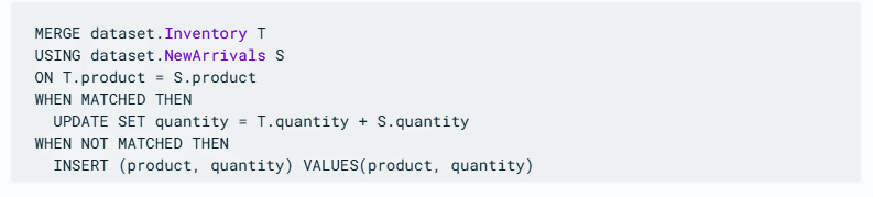 BigQuery Merge: Syntax of Example 2