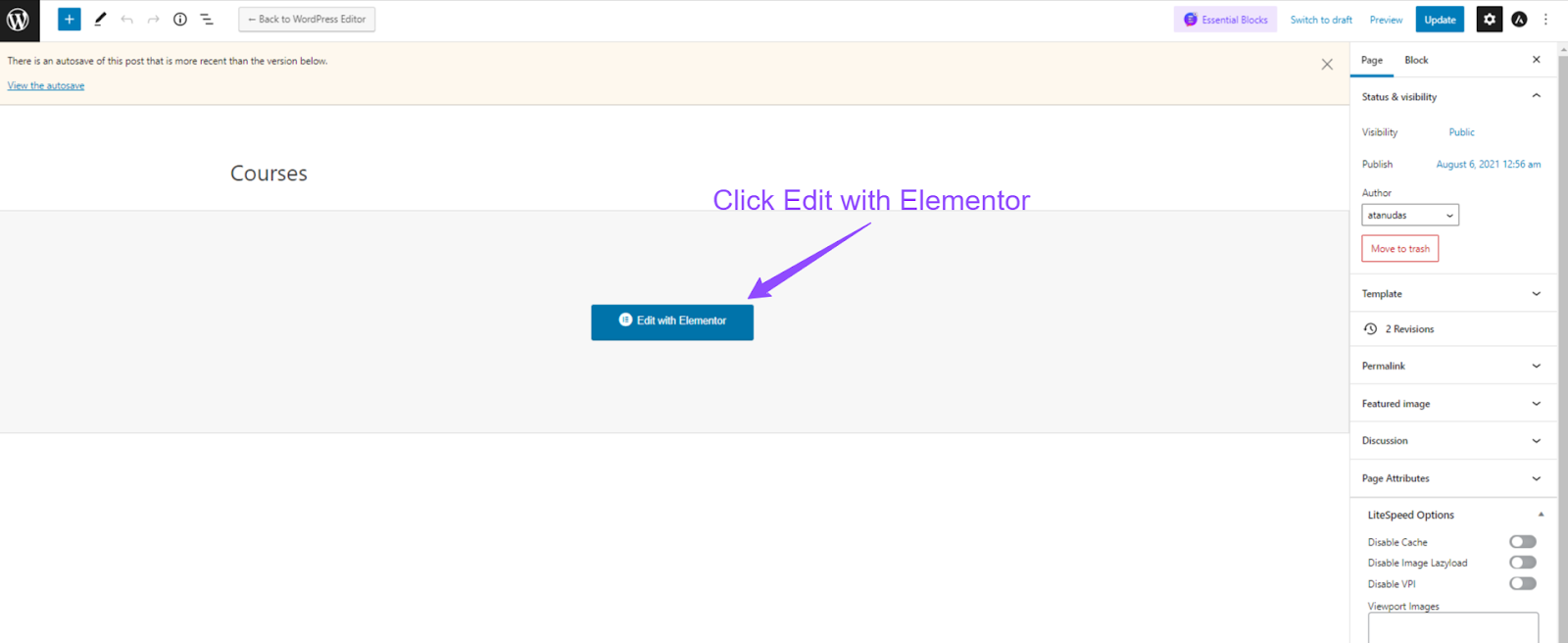 click edit with elementor 