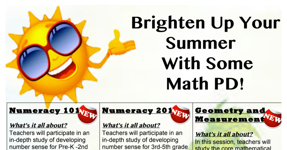 Elementary Math Summer PD Opportunities