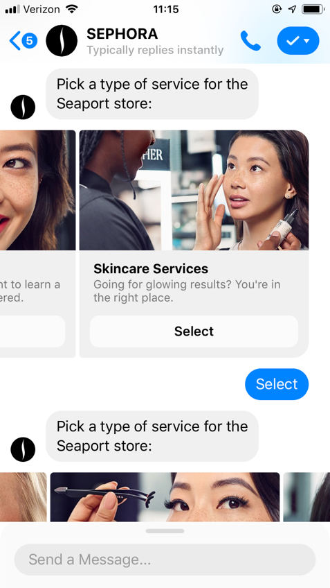 popular chatbots sephora bot