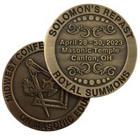 An image of challenge coins given to Masonic educators