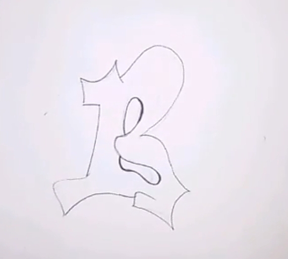 How To Draw Graffiti letter B Step 1