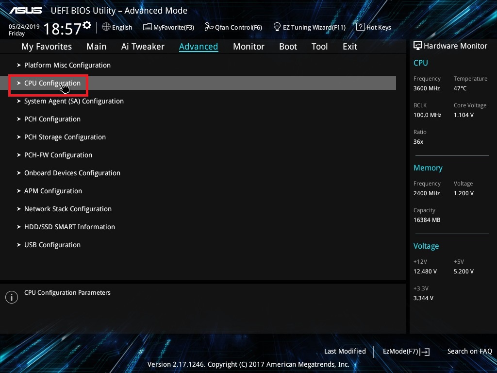 BIOS cpu configuration
