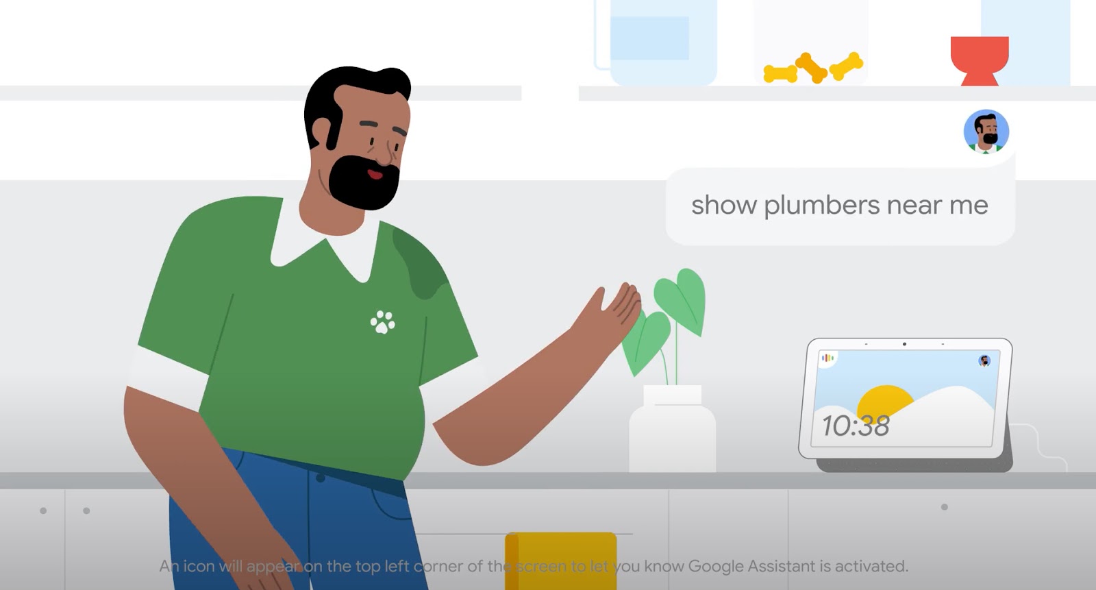 Image 1: 透過 Look and Talk 功能，要求 Google 助理幫忙不用再說「OK Google」