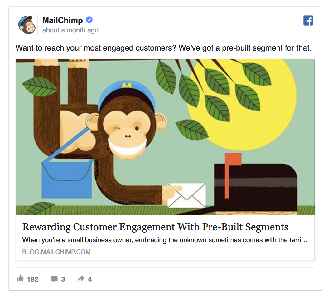 L'annonce Facebook de MailChimp s'adresse aux utilisateurs avancés