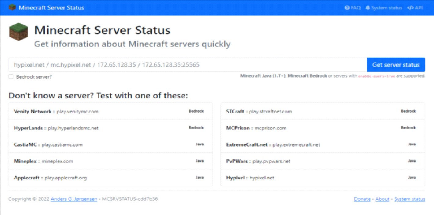 Minecraft Server Status