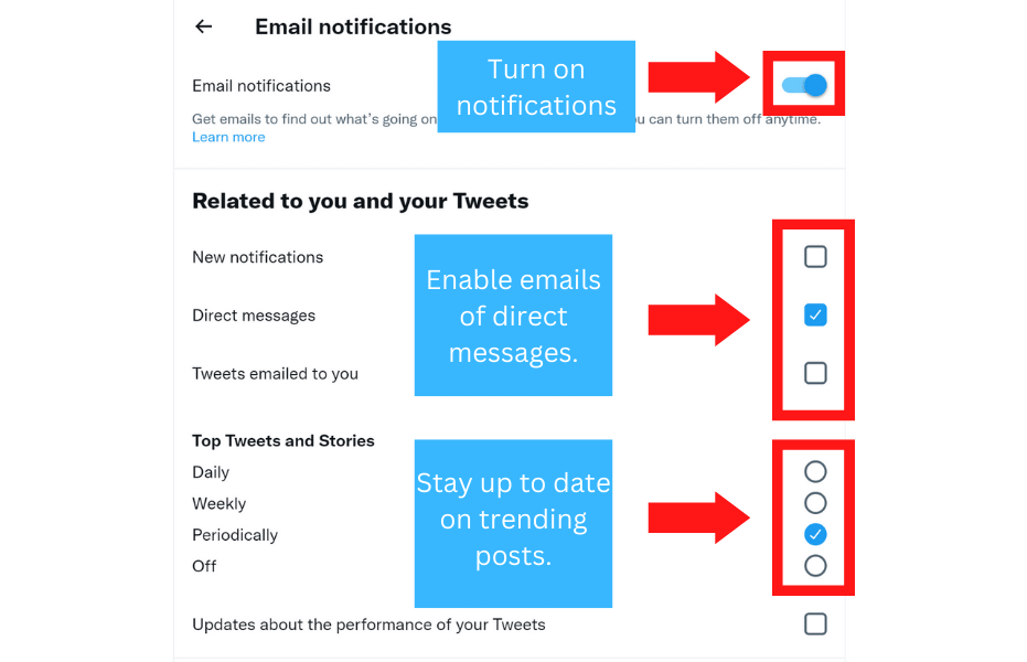 Twitter notification settings