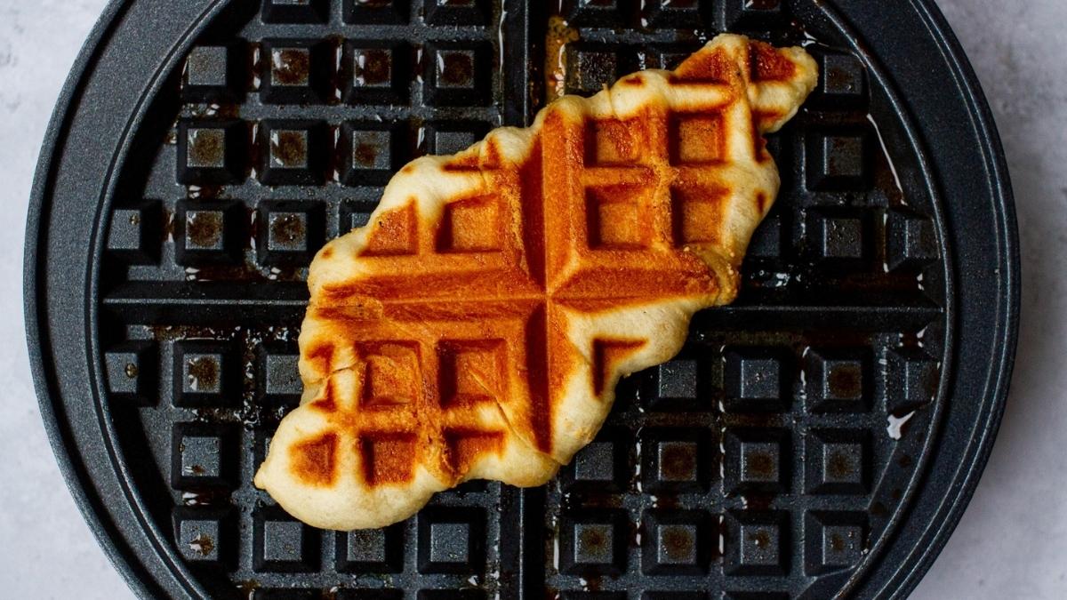 croissant dough cooked in a waffle iron
