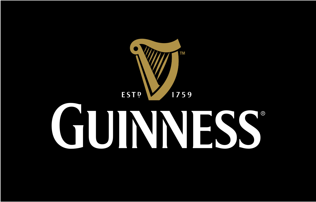 Iconic logos from companies like Guinness