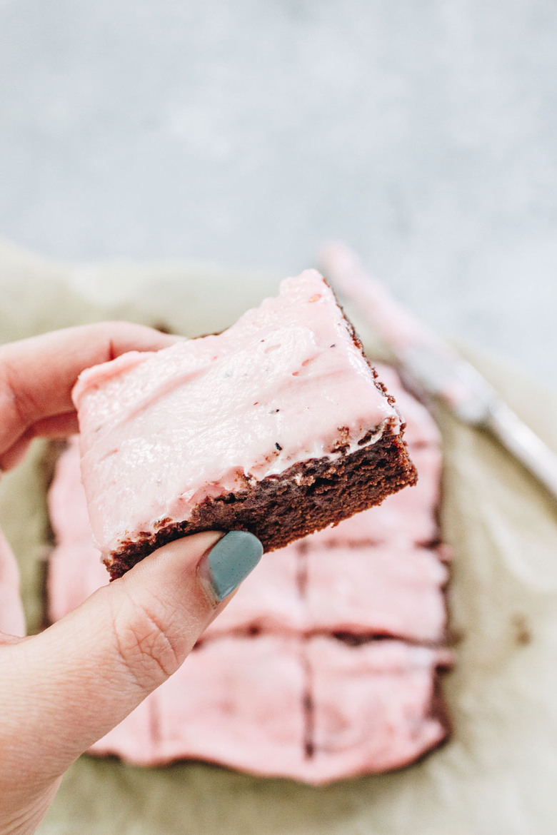 These decadent one bowl gluten free brownies are made with simple ingredients! The mixed berry buttercream is the perfect icing on the cake, um brownie!
