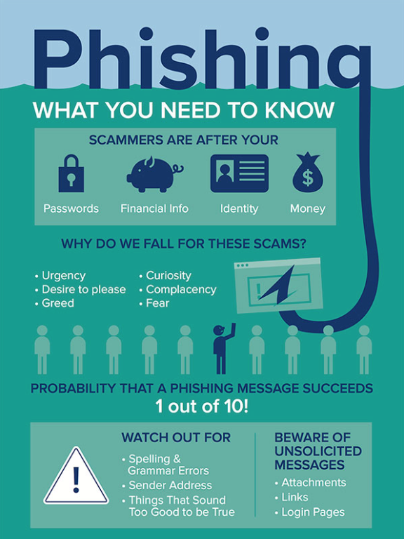 An infographic with information on how to not fall victim to email scamming.