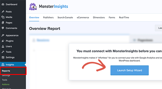 Inicie o assistente de configuração do MonsterInsights