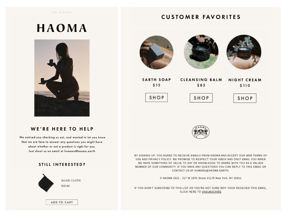 Haoma browse abandonment campaigns