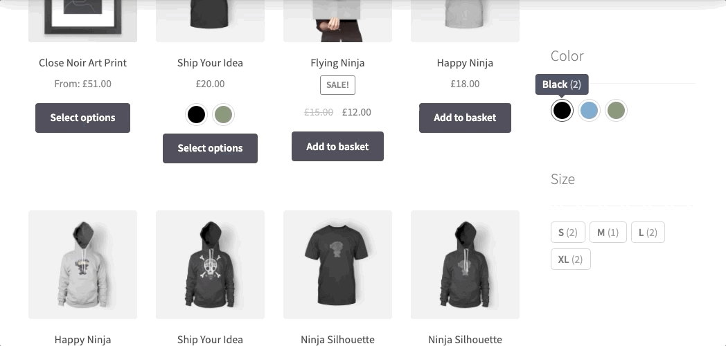 WooCommerce filter swatches