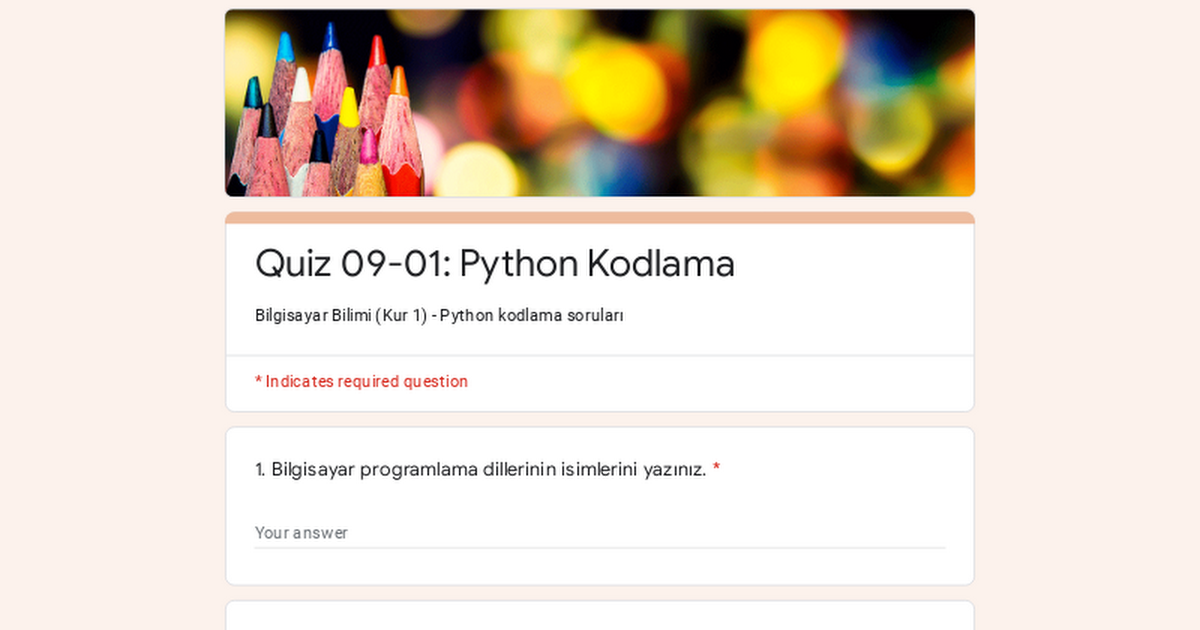 Quiz 09-01: Python Kodlama