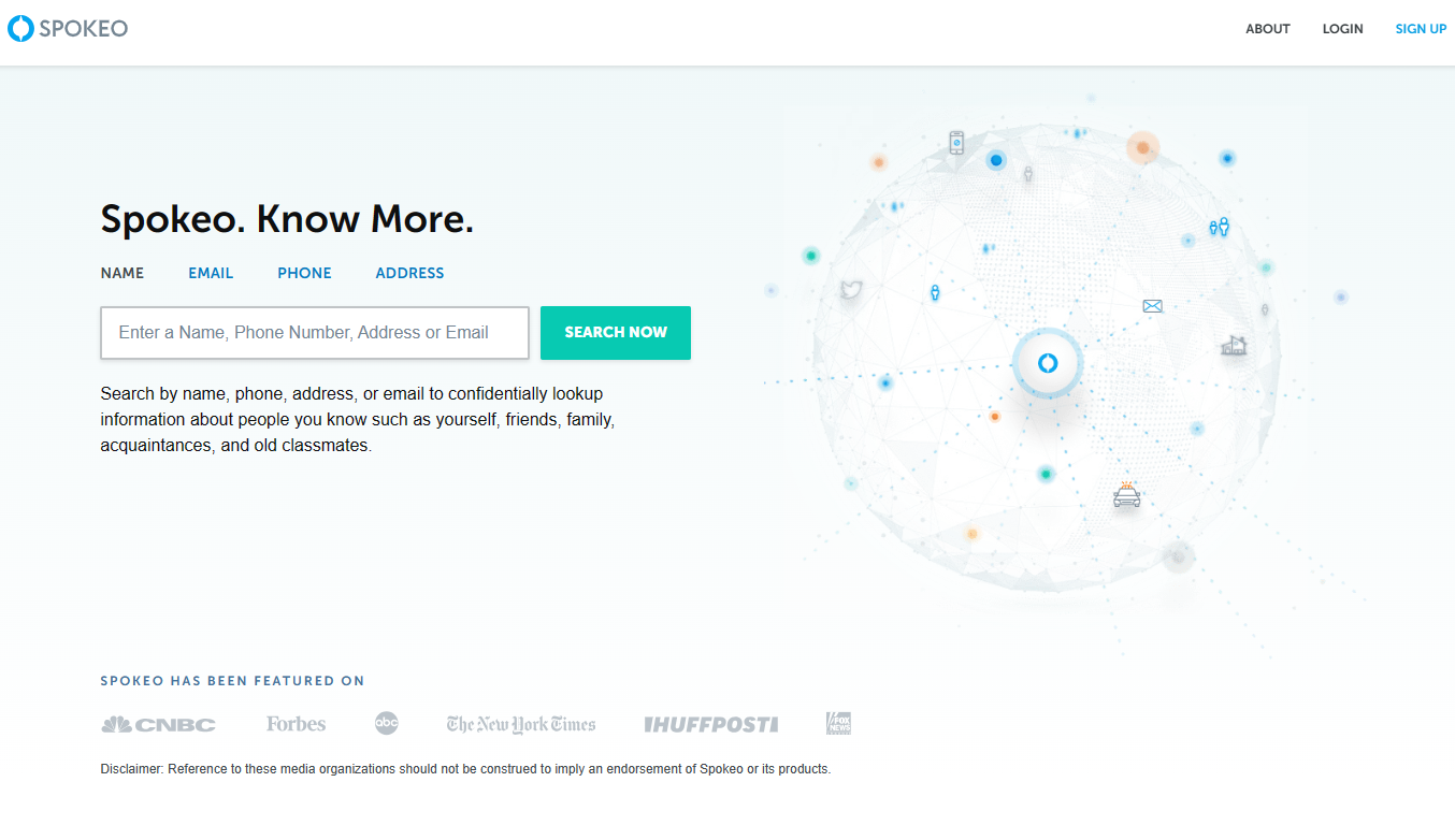 Screenshot of Spokeo homepage