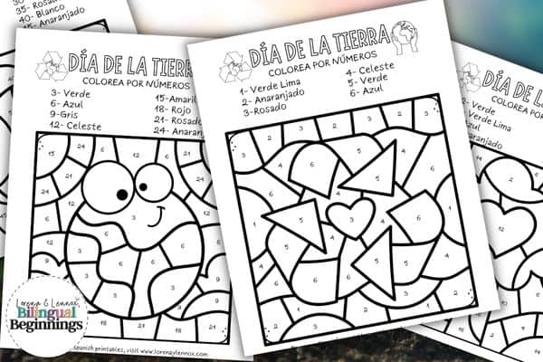 Earth Day Color by Number Printables in Spanish