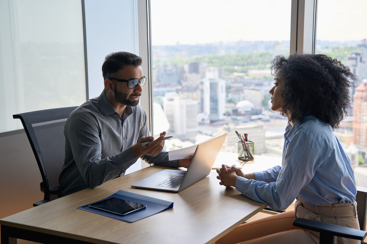 Talent management: manager talking to an employee