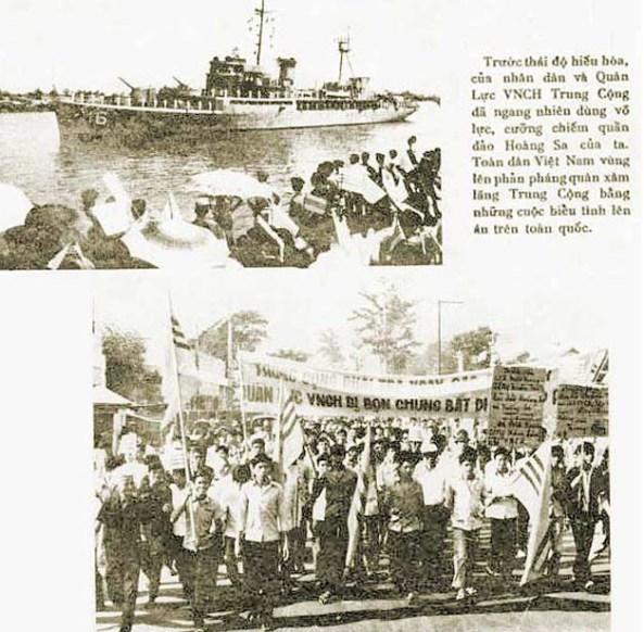 Người dân miền Nam biểu tình phản đối Trung Quốc đánh chiếm Hoàng Sa, năm 1974