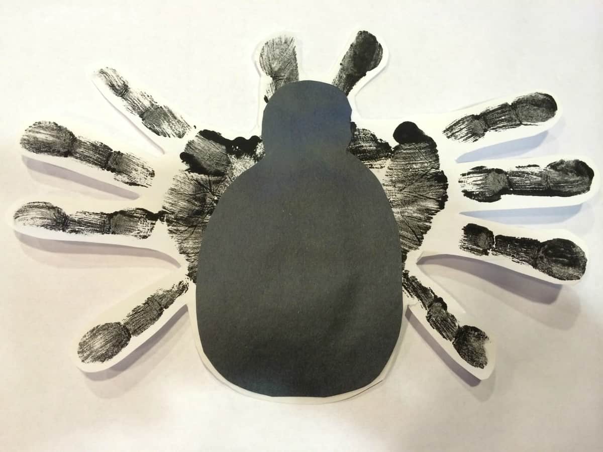 Little Miss Muffet Spider fall handprint crafts for toddlers