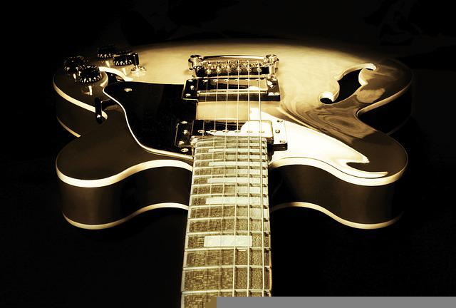 guitar, sepia tone, black white
