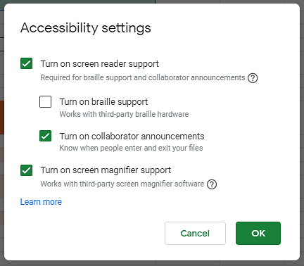 accessibility setting