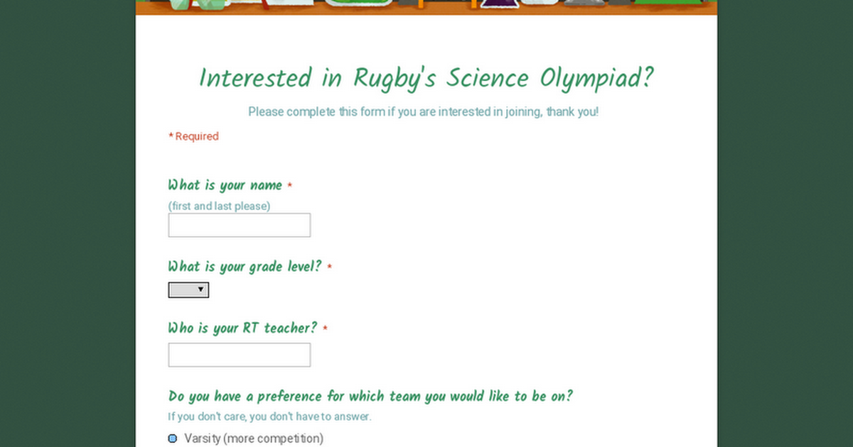 Interested in Rugby's Science Olympiad?