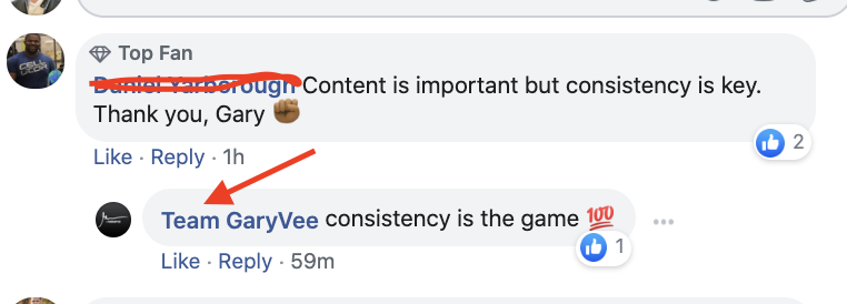 The garyvee team commenting