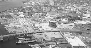 Aerial view of Downtown Norfolk in 1966, after the demolition of most of its eastern part 