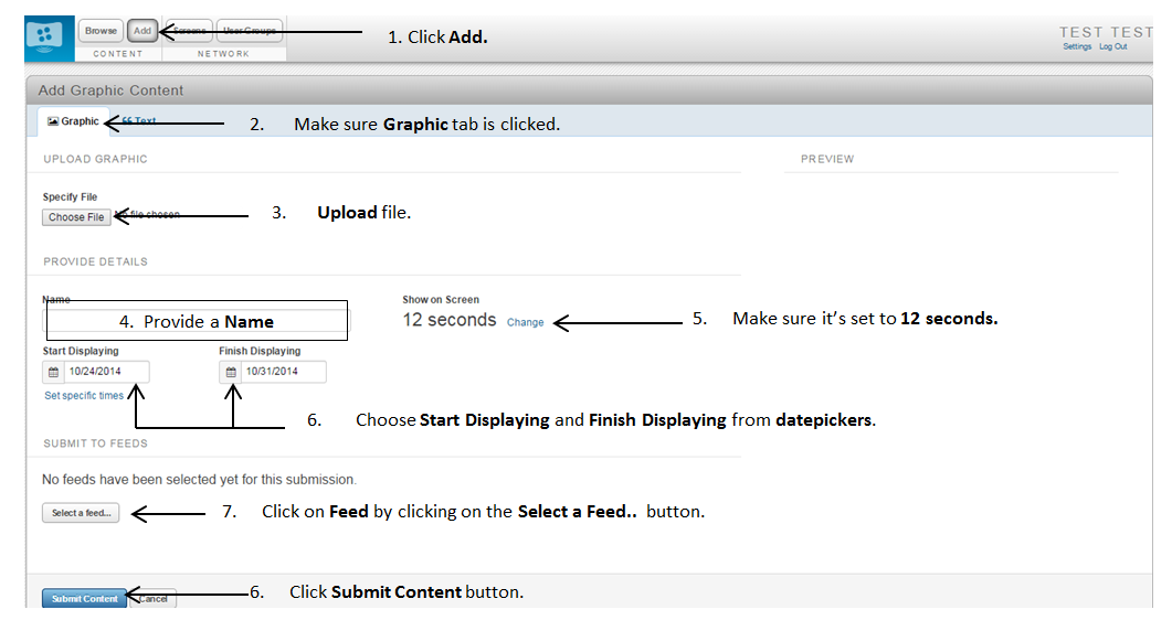 image depicting the steps for adding graphic/content