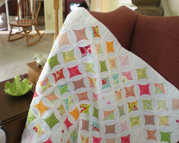 Colorful Cathedral Window Quilt