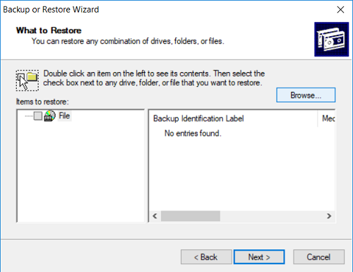 Restore BKF file