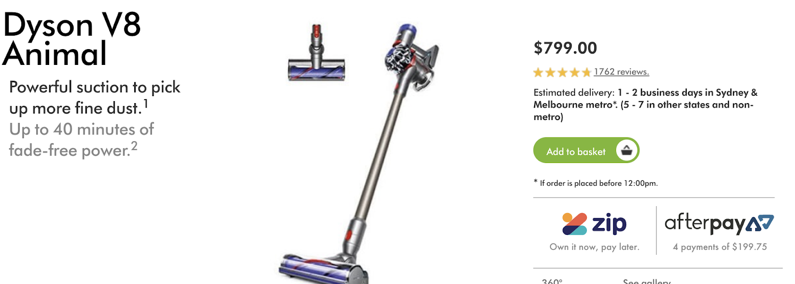 Dyson Vacuum Cleaner from the Dyson store