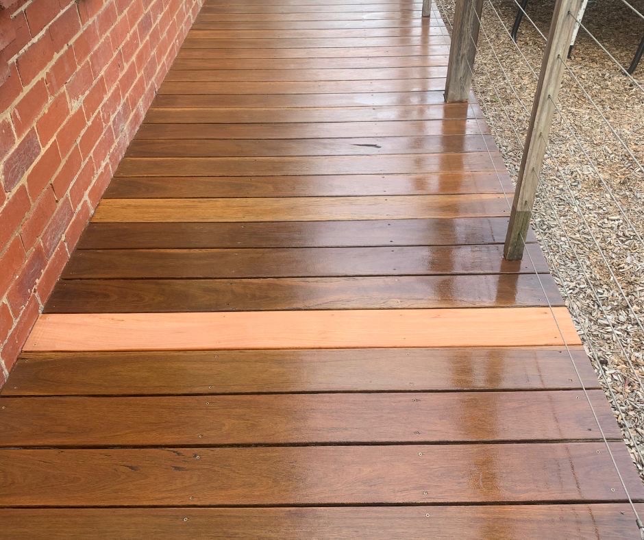 Replacement boards need to be hidden by a solid deck stain