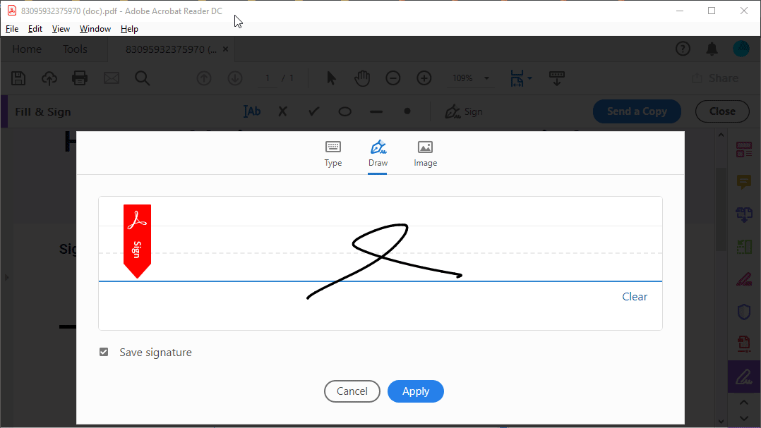 اضافة التوقيع على ملف pdf