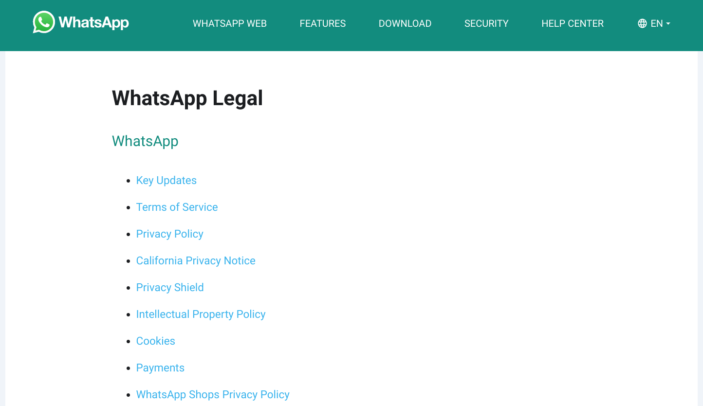 WhatsApp's Terms of Service