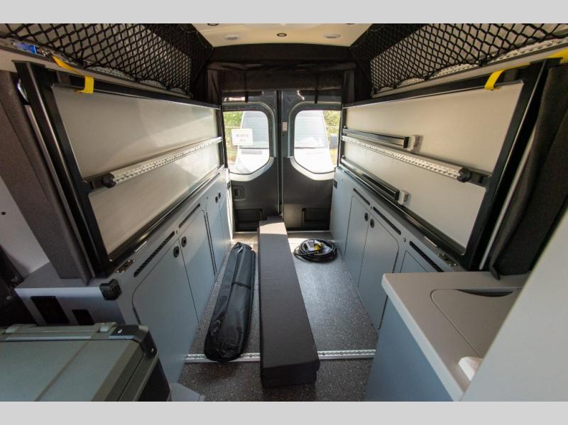 This bed system and storage area is perfect for long-term RVing.