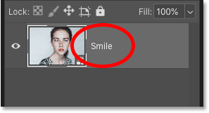 Đổi tên đối tượng thông minh 'Smile' trong Photoshop
