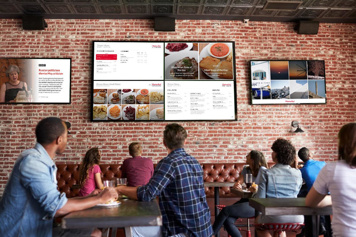 Digital screens in a Restaurant. Source: ScreenCloud - Restaurant Digital Signage