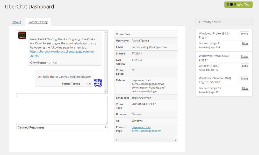 Plugin do Uber Chat para WordPress